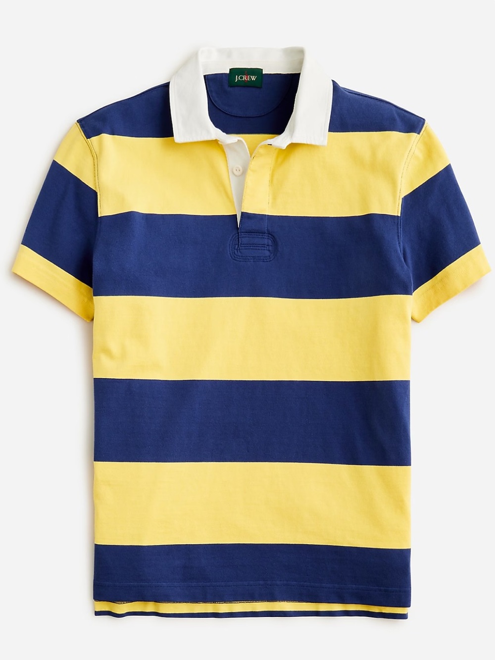 J. Crew | Preppy Short Sleeve Wide-Stripe Rugby Polo Yellow & Blue | M